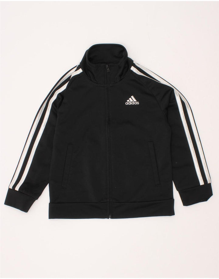 Adidas Boys Tracksuit Top Jacket 2-3 Years Black Polyester