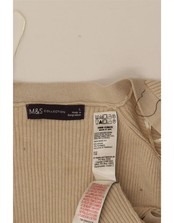 Marks & Spencer Γυναικείο Longline ανοιχτό πουλόβερ ζακέτα UK 14 Large Beige