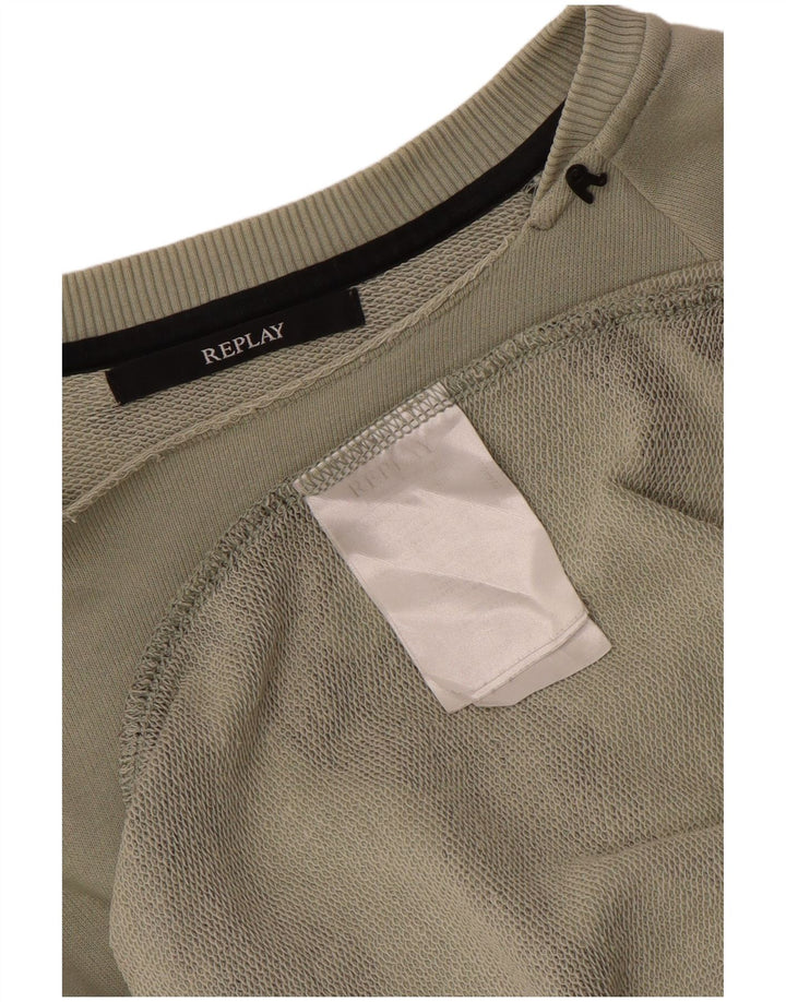 Ανδρικό γραφικό φούτερ Replay Jumper Medium Khaki Camouflage Βαμβακερό