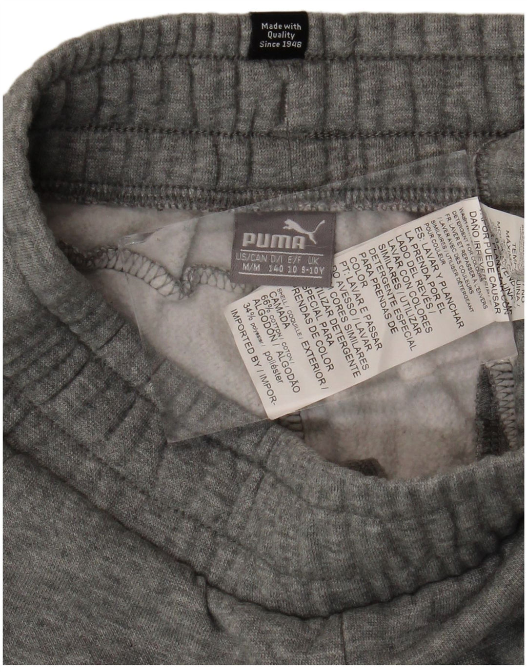 PUMA Boys Tracksuit Trousers Joggers 9-10 Years Grey Cotton