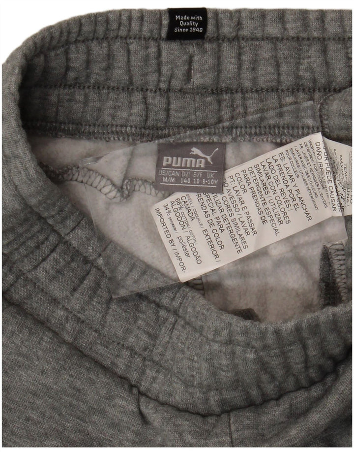 PUMA Boys Tracksuit Trousers Joggers 9-10 Years Grey Cotton