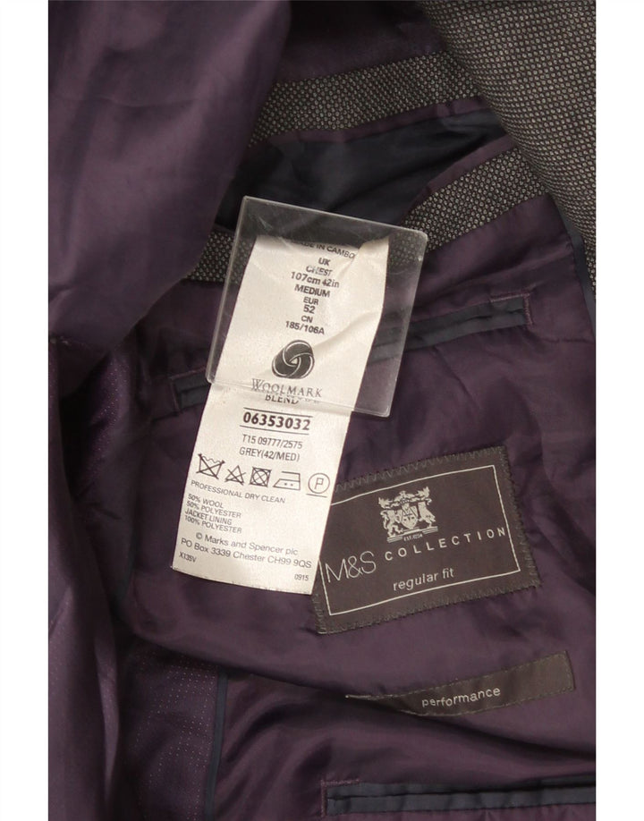 Marks & Spencer Ανδρικό τζάκετ με κανονική εφαρμογή 2 κουμπιών UK 42 Large Grey