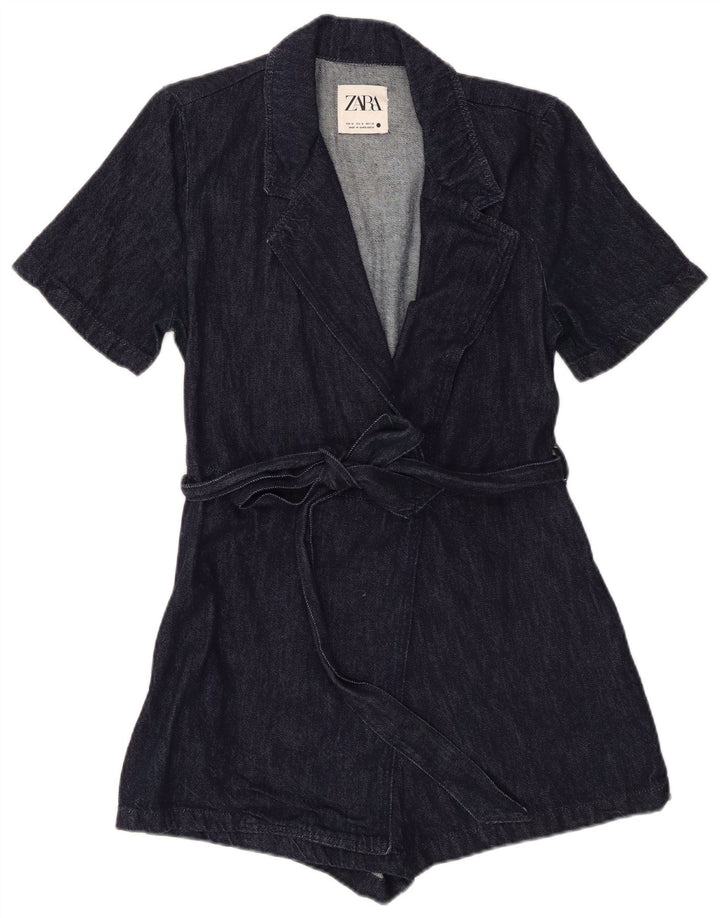 Zara Γυναικείο Τζιν Playsuit UK 12 Medium Navy Blue
