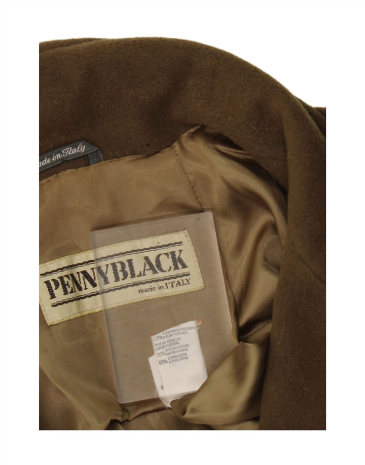 PENNY BLACK Womens Overcoat UK 12 Medium  Khaki Wool