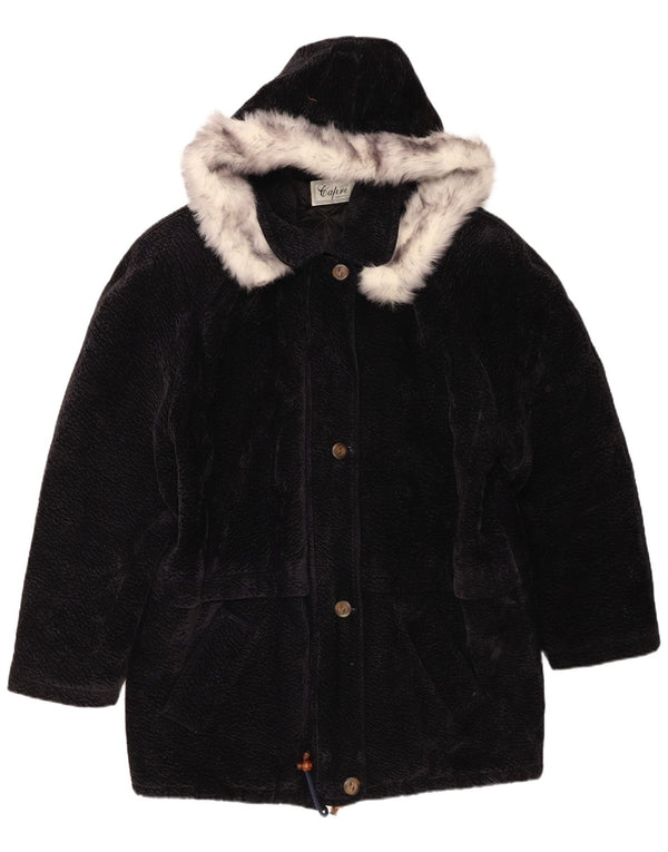 Vintage γυναικείο πανωφόρι με κουκούλα UK 18 XL Navy Blue Polyester