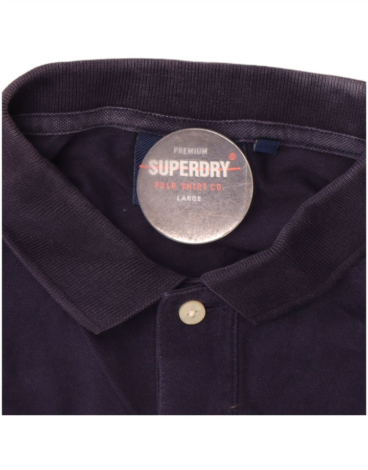 Ανδρικό πουκάμισο πόλο SUPERDRY Μεγάλο μπλε ναυτικό βαμβακερό