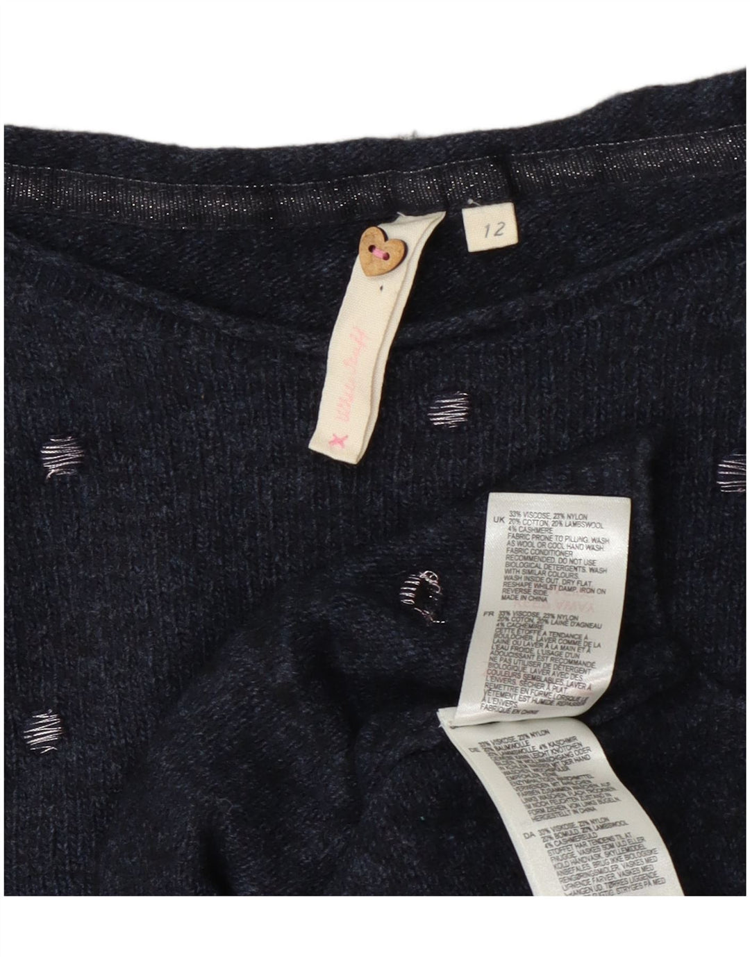 White Stuff Γυναικείο πουλόβερ με λαιμό σκάφος UK 12 Medium Navy Blue Viscose
