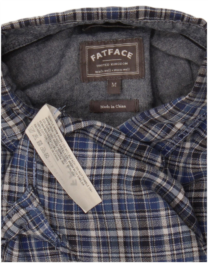 Fat Face Ανδρικό πουκάμισο Classic Fit Flannel, μεσαίο μπλε βαμβακερό