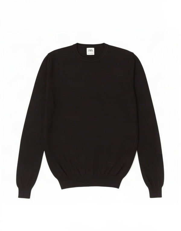 Ανδρικό πουλόβερ Zara Crew Neck Jumper Μικρή μαύρη βισκόζη