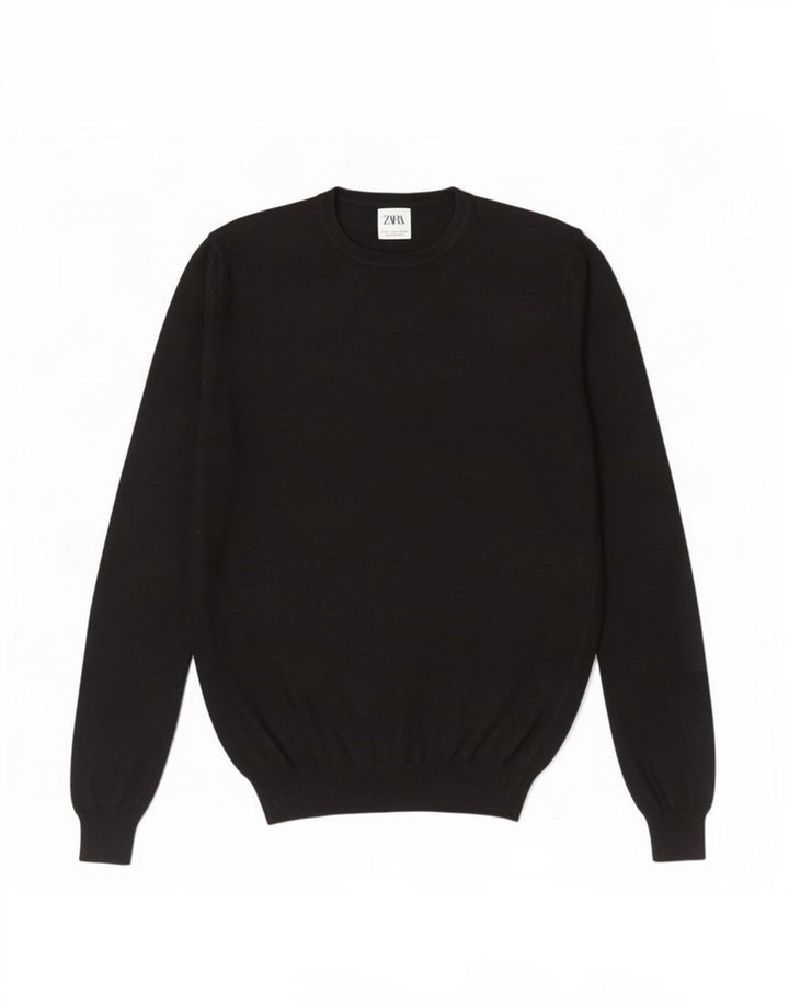 Ανδρικό πουλόβερ Zara Crew Neck Jumper Μικρή μαύρη βισκόζη
