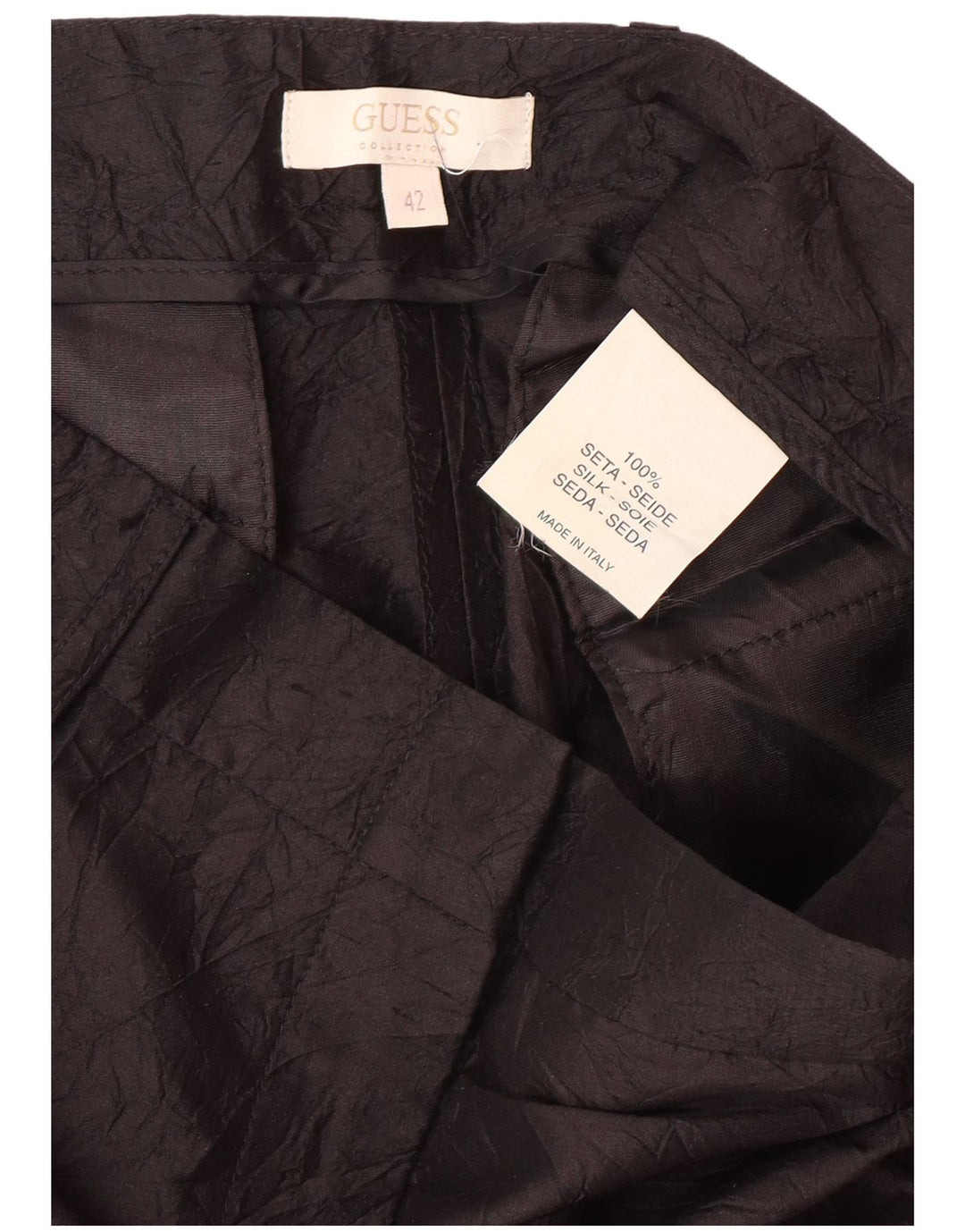 GUESS Γυναικείο ίσιο casual παντελόνι IT 42 Medium W28 L32 μαύρο μεταξωτό