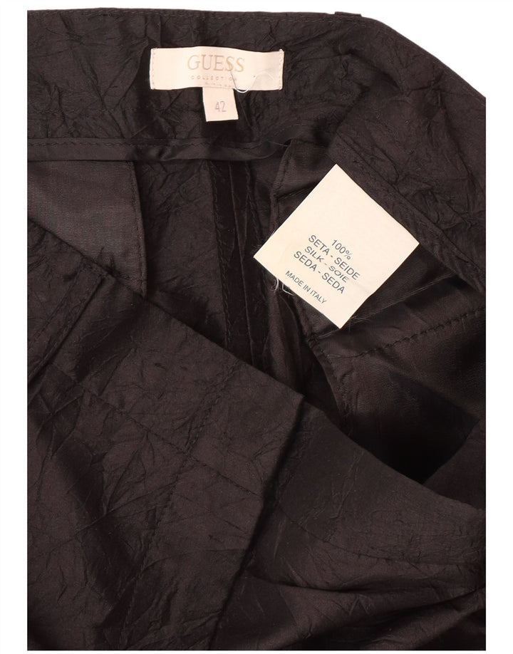 GUESS Γυναικείο ίσιο casual παντελόνι IT 42 Medium W28 L32 μαύρο μεταξωτό