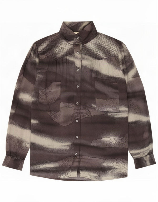 Pancaldi & B Womens Abstract Pattern Shirt Blouse UK 18 XL Grey Silk
