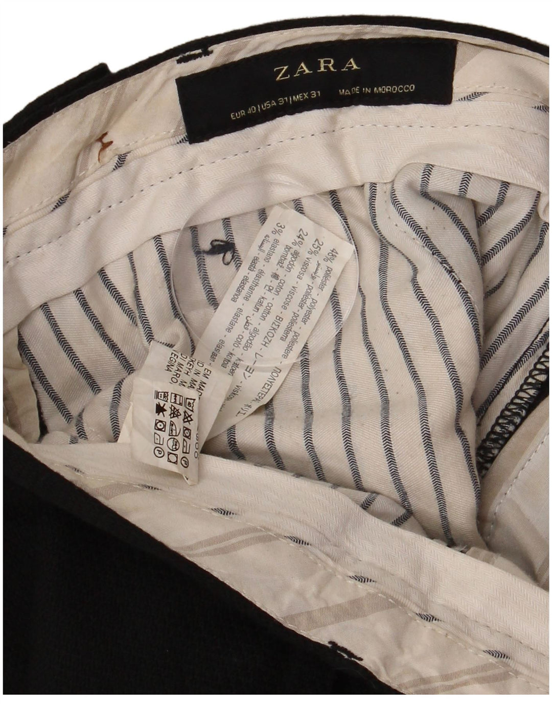 Zara Ανδρικό Slim Chino Παντελόνι EU 40 Medium W31 L30 Μαύρο Πολυεστέρας