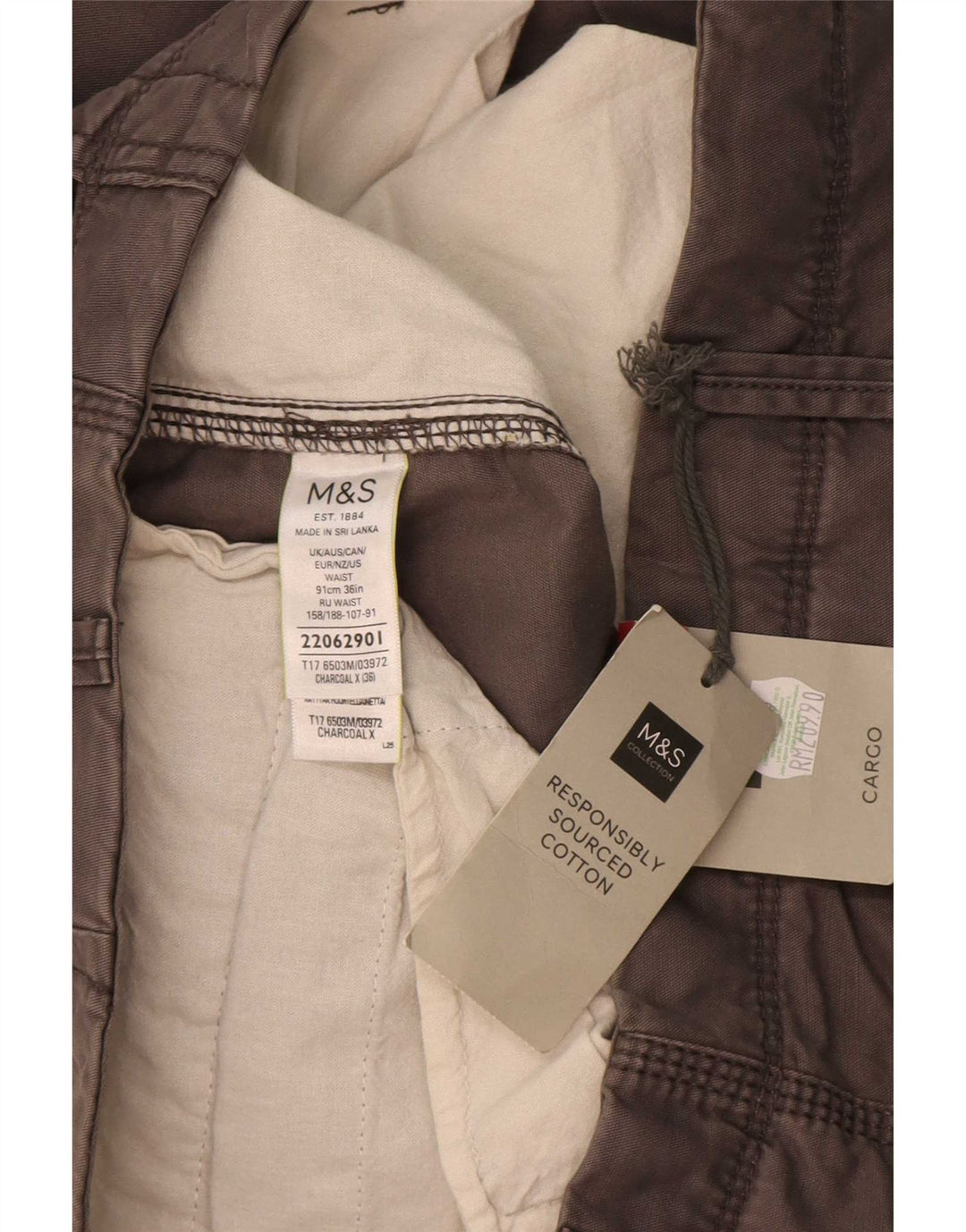 Ανδρικό σορτς Cargo Marks & Spencer W36 μεγάλο γκρι βαμβακερό
