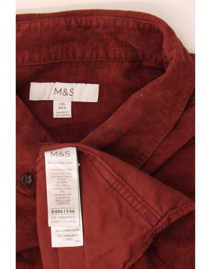 Ανδρικό πουκάμισο Marks & Spencer 2XL από βαμβακερό μπορντό