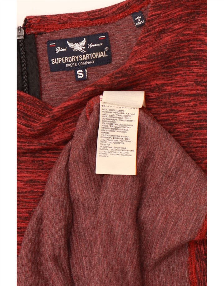 Γυναικείο μακρυμάνικο Bodycon φόρεμα SUPERDRY UK 8 Small μπορντό