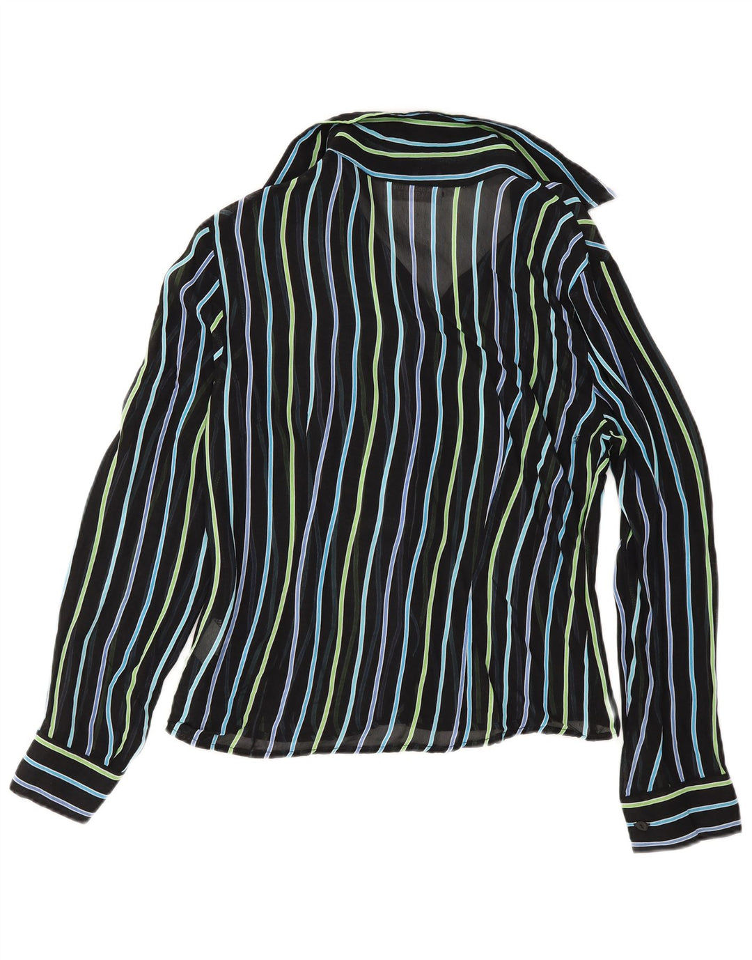 Vintage Γυναικεία See Through Μπλούζα IT 42 Medium Μαύρο ριγέ