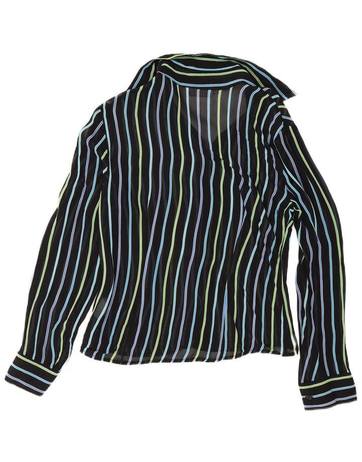 Vintage Γυναικεία See Through Μπλούζα IT 42 Medium Μαύρο ριγέ