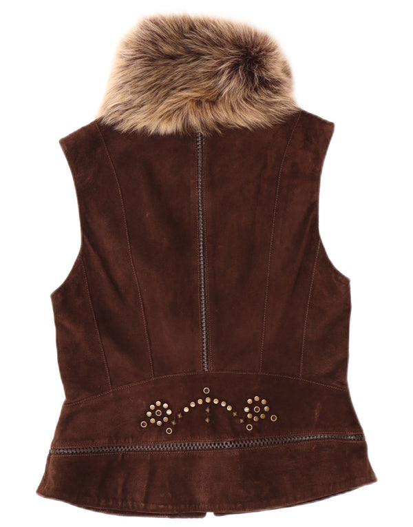 KAREN MILLEN Γυναικείο Suede Gilet UK 12 Medium Brown Suede