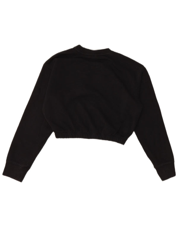 Champion Womens Graphic Crop Φούτερ Jumper UK 16 Large Black