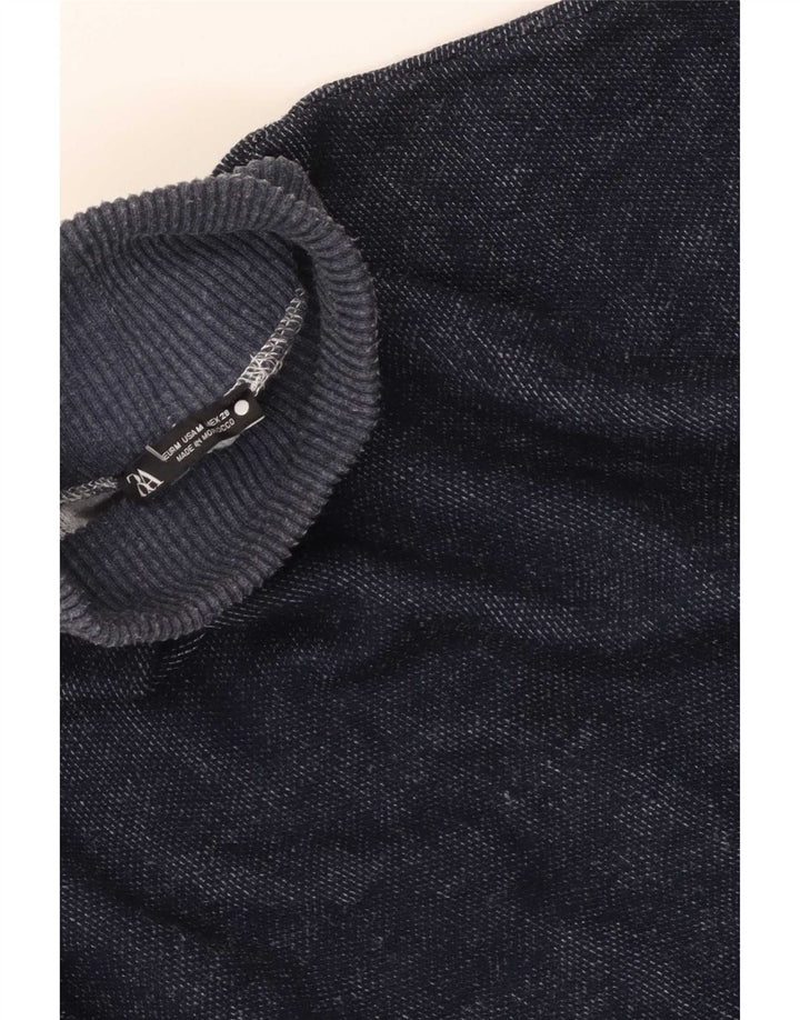 Zara Γυναικείο Crop Oversized τοπ μακρυμάνικο UK 14 Medium Navy Blue