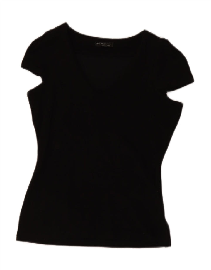 Γυναικεία μπλούζα ZARA Top UK 12 Medium Black Viscose