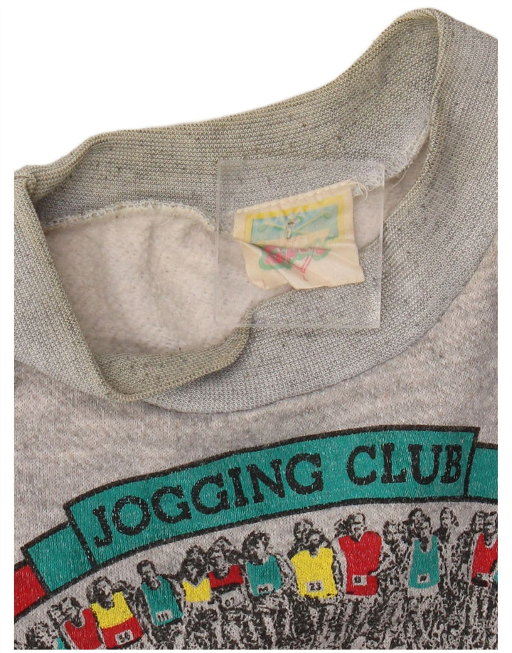 Vintage ανδρικό γραφικό φούτερ Jumper με μεγάλο γκρι χρώμα