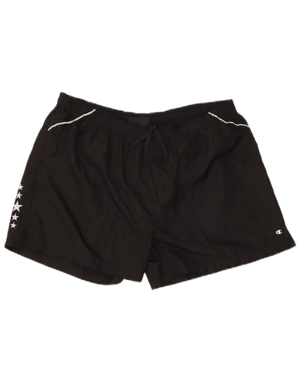 Champion Womens Graphic Regular Αθλητικό Σορτς UK 14 Large μαύρο πολυεστέρα