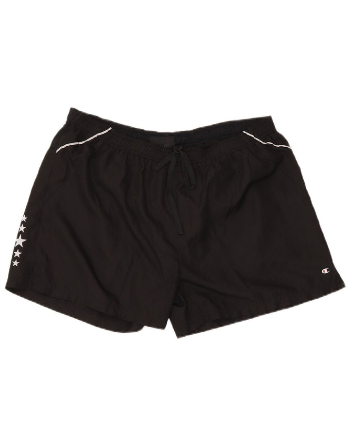 Champion Womens Graphic Regular Αθλητικό Σορτς UK 14 Large μαύρο πολυεστέρα
