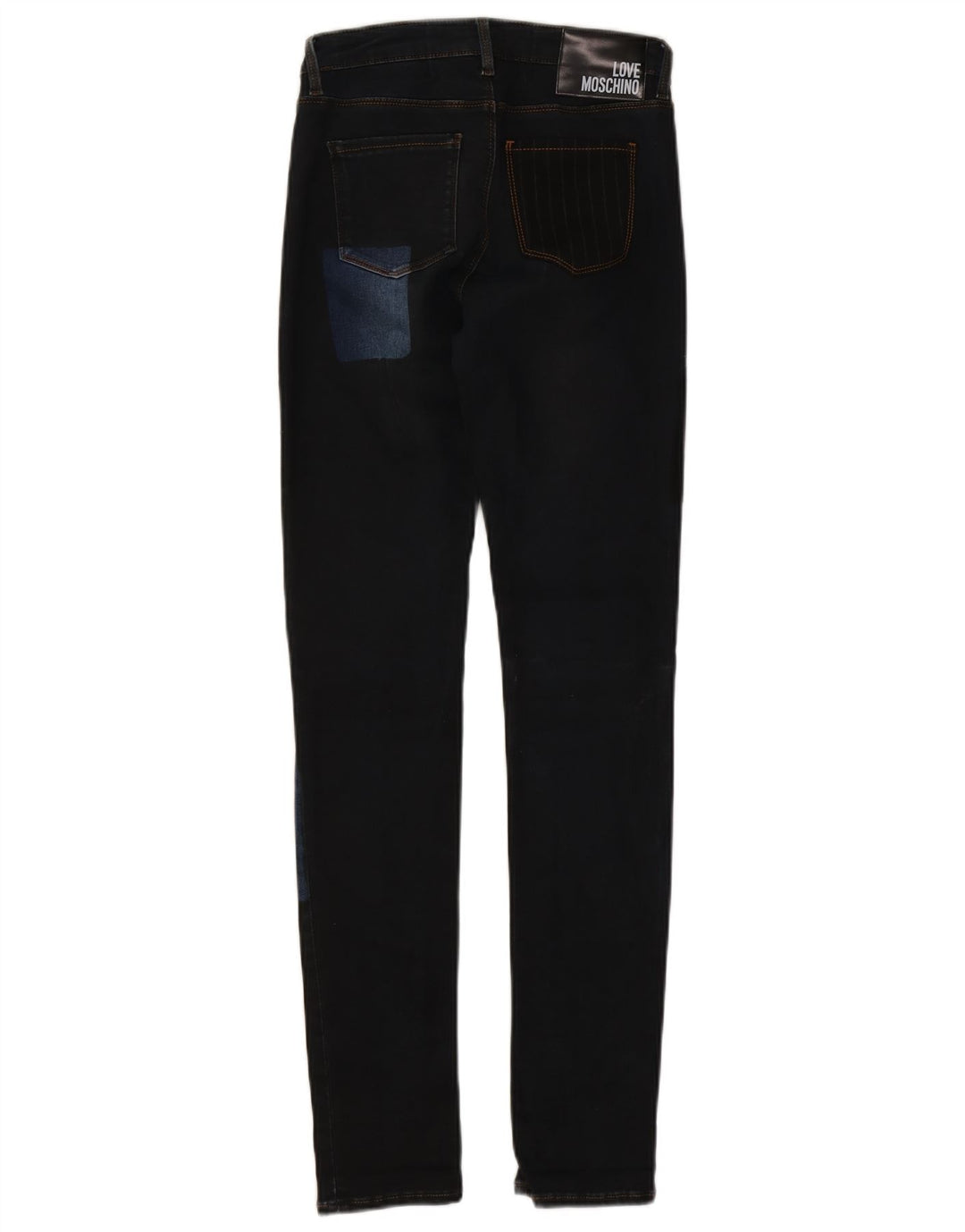 Γυναικείο Skinny Jeans Moschino W26 L31 Navy Blue Patchwork Βαμβακερό