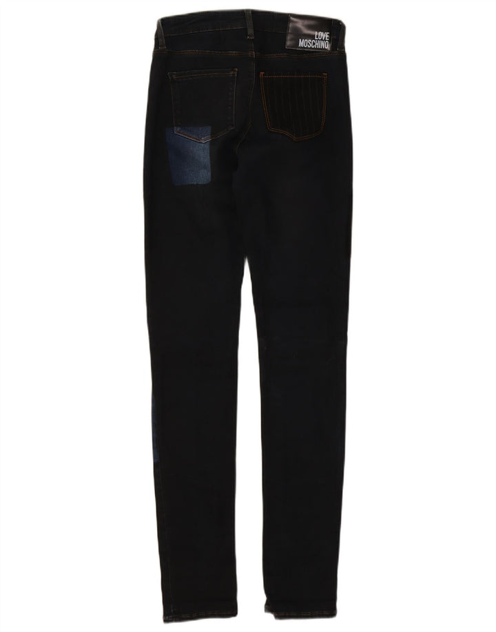 Γυναικείο Skinny Jeans Moschino W26 L31 Navy Blue Patchwork Βαμβακερό