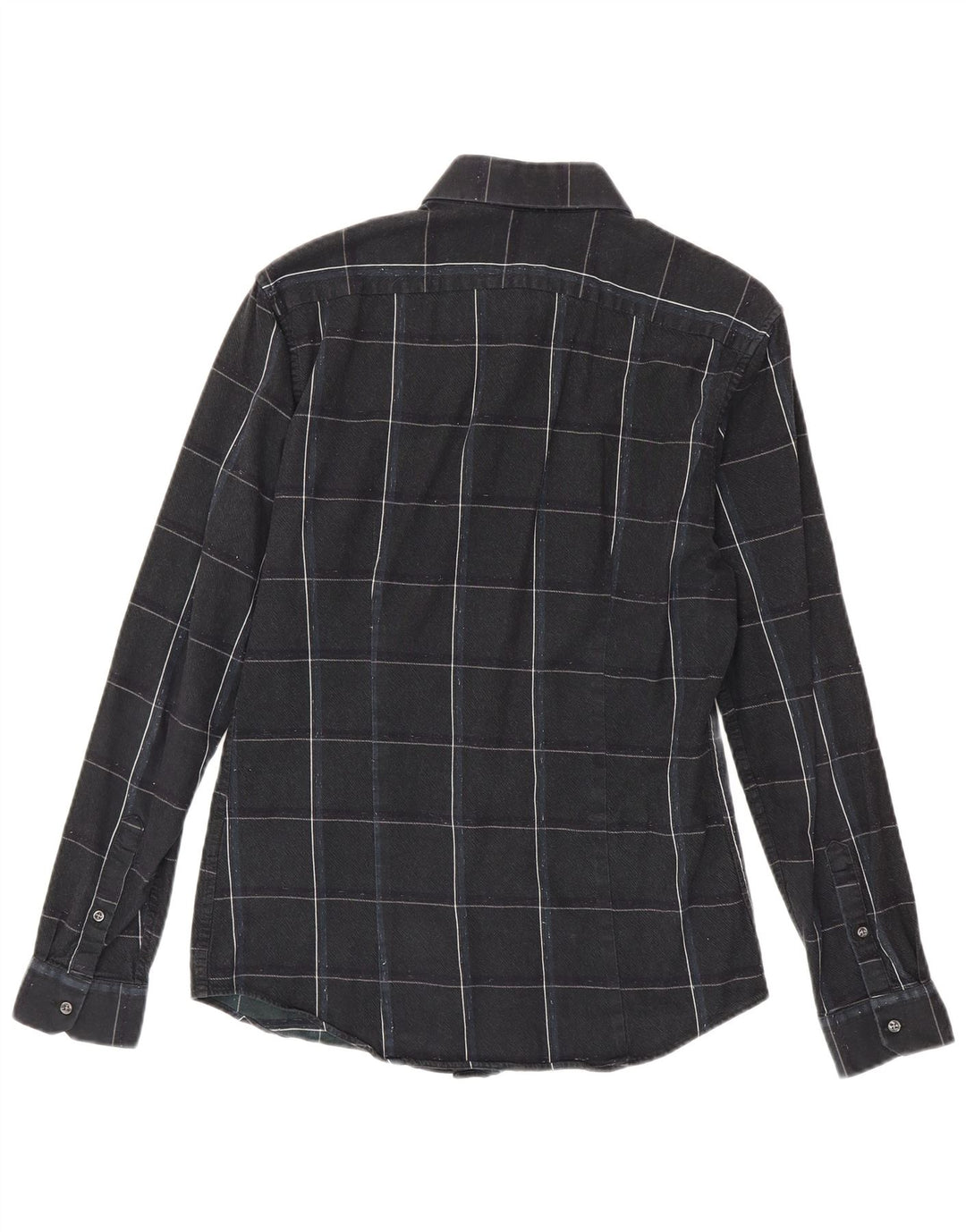 Ανδρικό φανελένιο πουκάμισο Reiss Slim Fit, μεσαίο μαύρο βαμβακερό