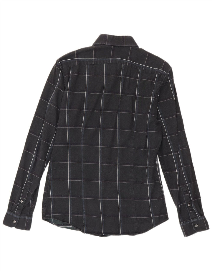 Ανδρικό φανελένιο πουκάμισο Reiss Slim Fit, μεσαίο μαύρο βαμβακερό