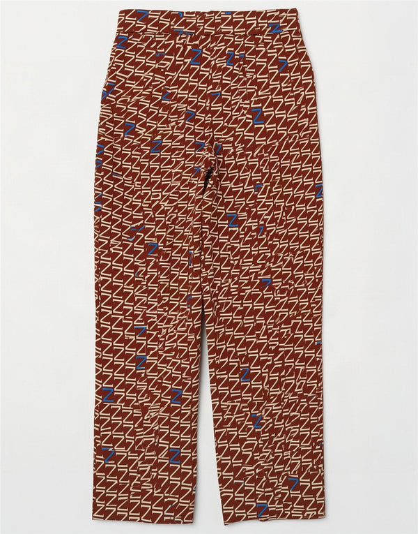 Γυναικείο Zara Graphic ίσιο κομμένο παντελόνι Small W26 L25 καφέ πολυεστέρας