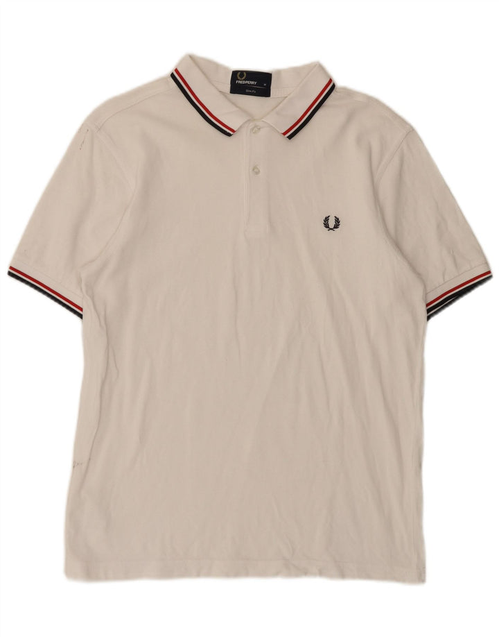 Fred Perry Ανδρικό πουκάμισο Polo Slim Fit, μεσαίο λευκό βαμβακερό