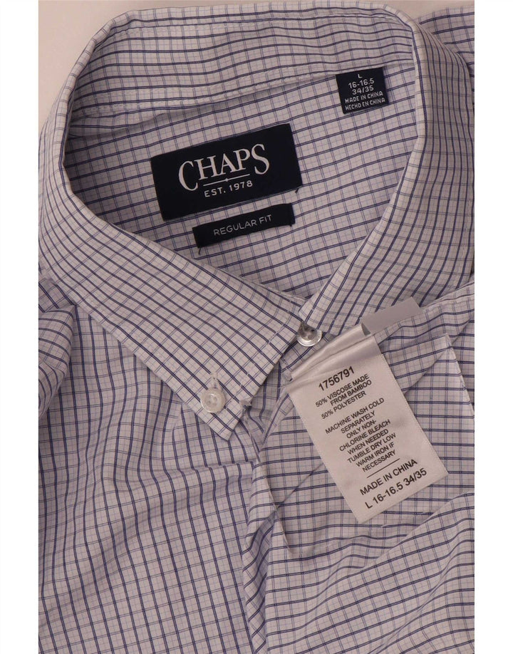 Ανδρικό πουκάμισο Chaps Regular Fit Size 16 16,5 Large Blue Gingham Viscose