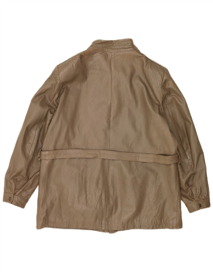 Vintage Γυναικείο Δερμάτινο Μπουφάν IT 46 Large Khaki Leather
