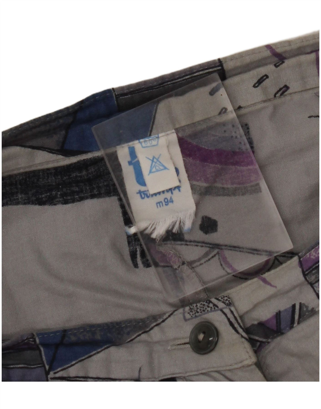 VINTAGE Γυναικεία Ψηλόμεση A-Line Φούστα W32 Μεγάλη Γκρι Γεωμετρική