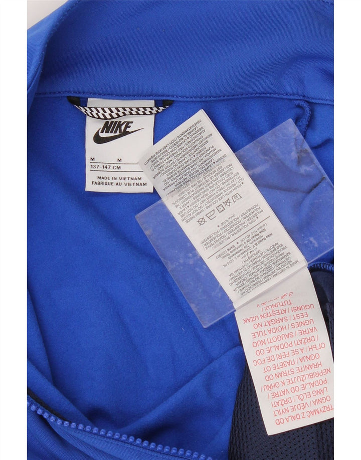 NIKE Girls Tracksuit Top Jacket 10-11 Years Medium Blue Colourblock