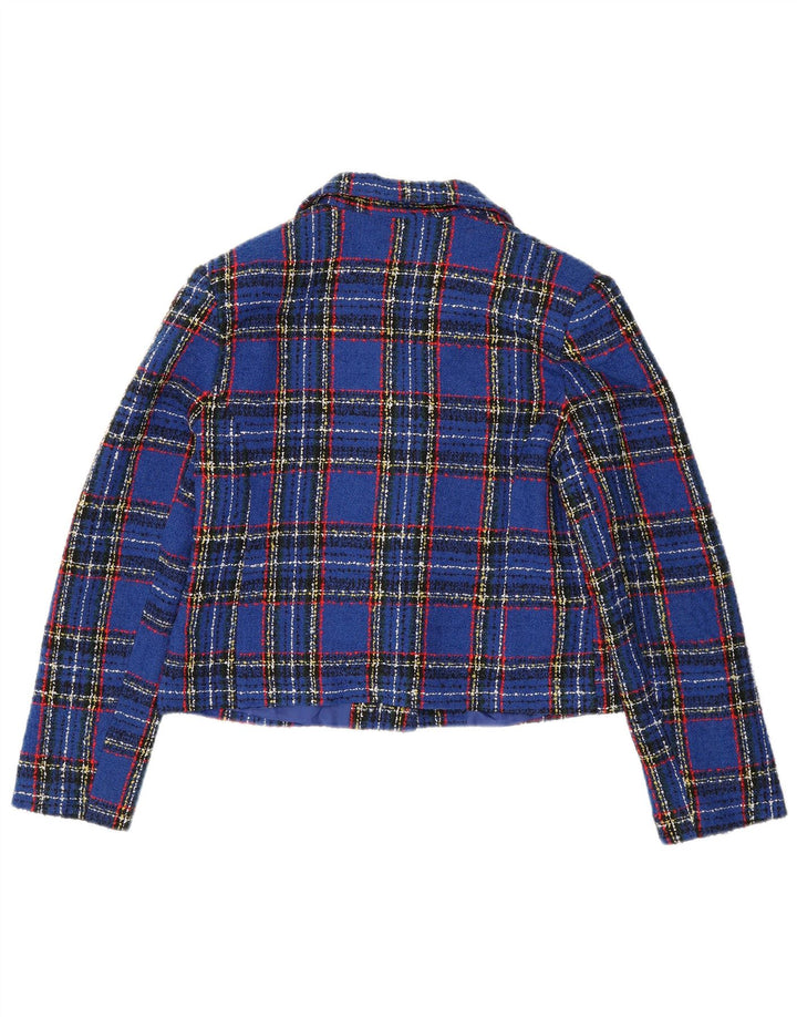 Euronova Γυναικείο Μπουφάν Blazer Crop 3 Κουμπιών IT 44 Medium Blue Check Acrylic
