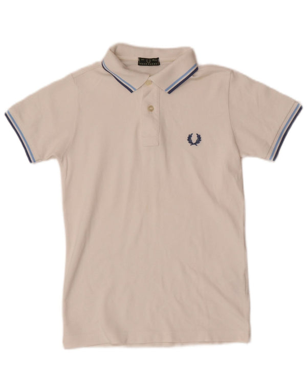 Fred Perry Boys Polo πουκάμισο 9-10 ετών Λευκό ριγέ βαμβακερό