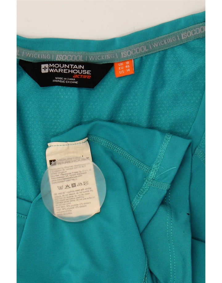 Mountain Warehouse Womens T-Shirt Top UK 18 XL Turquoise Polyester