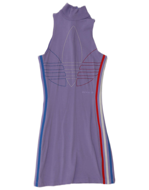 Adidas Γυναικείο Αμάνικο Γραφικό Bodycon Φόρεμα UK 10 Small Purple