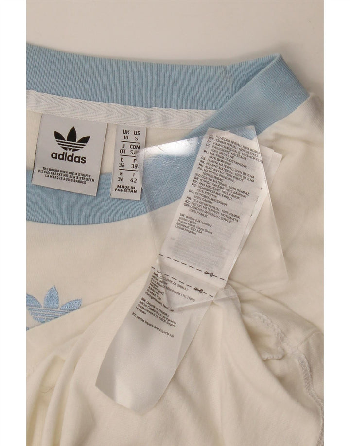 Γυναικείο T-Shirt ADIDAS Crop Top UK 10 Small White Βαμβακερό
