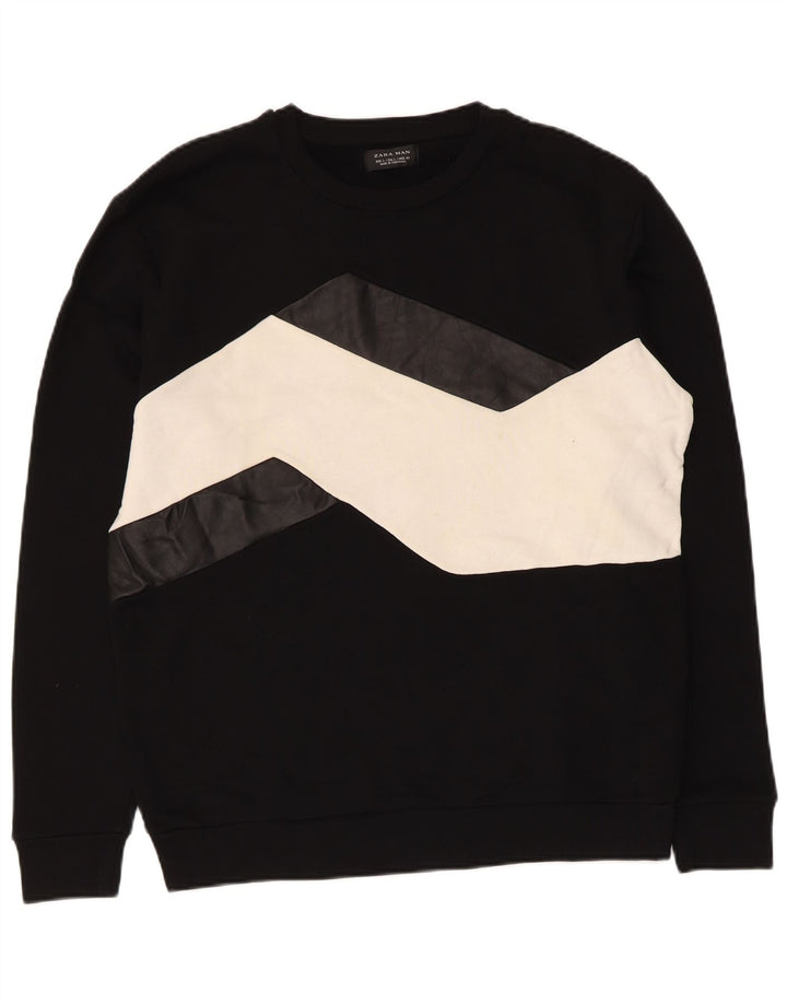 Ανδρικό φούτερ Zara Jumper Μεγάλο μαύρο χρώμα, βαμβακερό