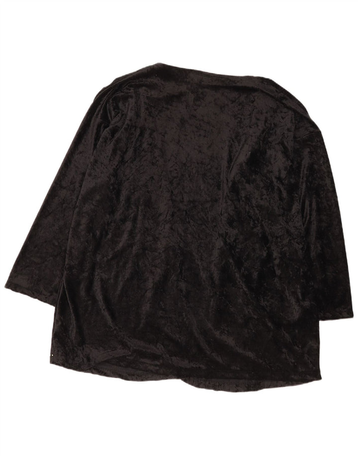 Vintage Γυναικεία Γραφική Ζακέτα Top EU 52/54 4XL Μαύρος Πολυεστέρας