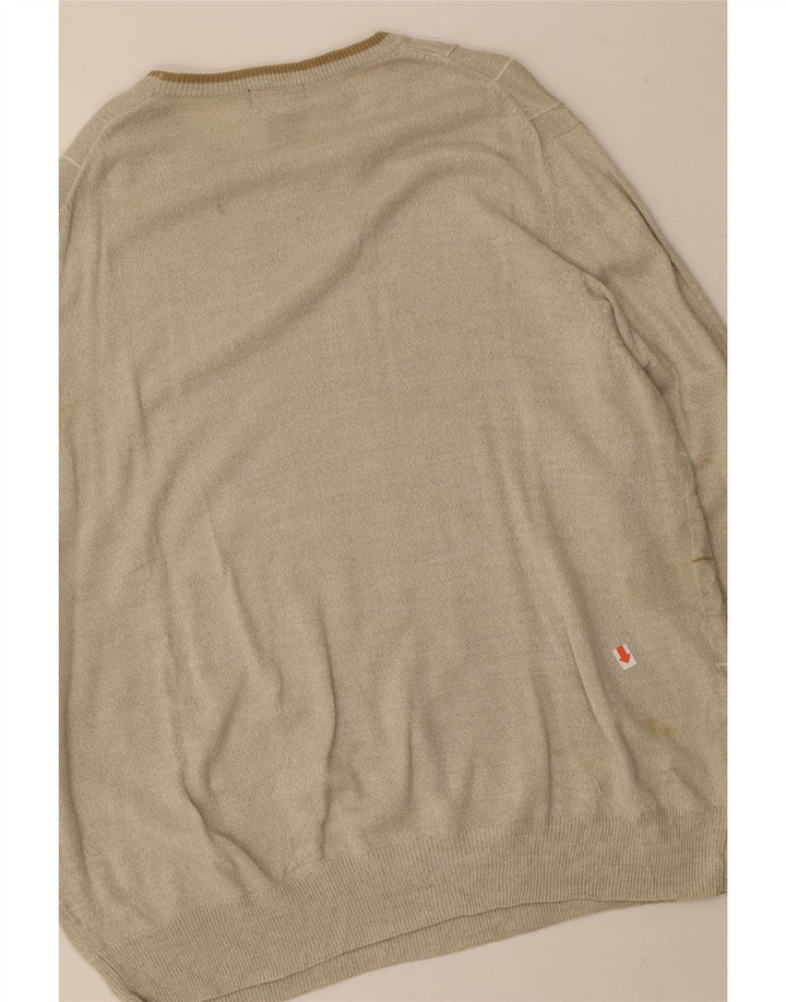 DOCKERS Mens Crew Neck Jumper Sweater XL Beige Check Acrylic Vintage Dockers and Second-Hand Dockers from Messina Hembry 