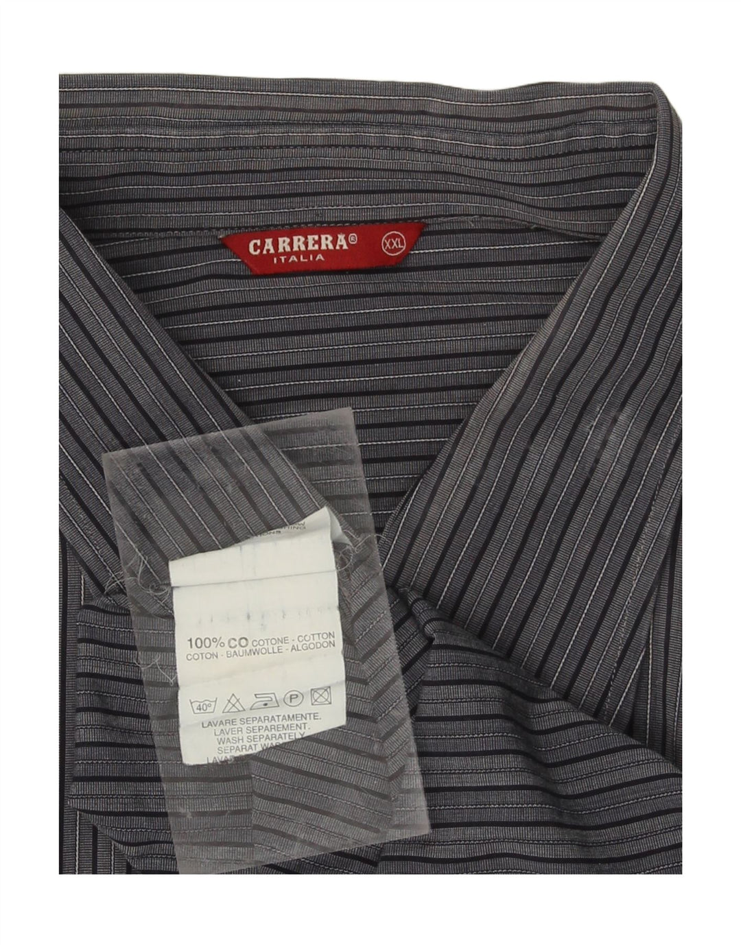 CARRERA Mens Shirt 2XL Navy Blue Striped Cotton Vintage Carrera and Second-Hand Carrera from Messina Hembry 