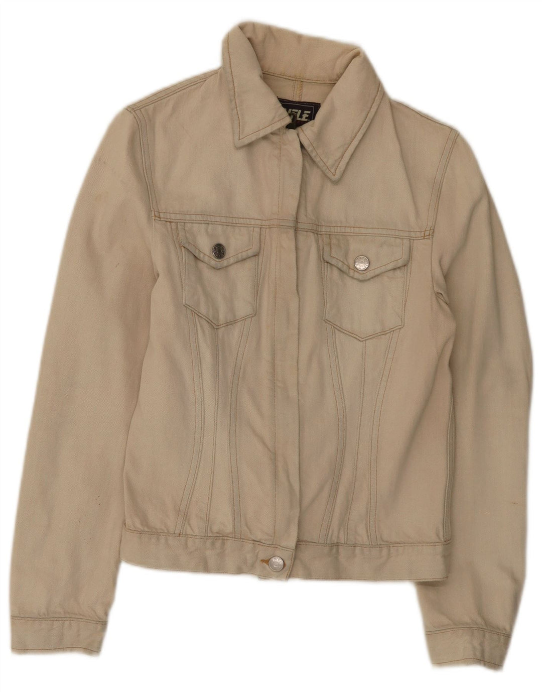 Rifle Γυναικείο Crop Τζιν Μπουφάν UK 12 Medium Beige βαμβακερό